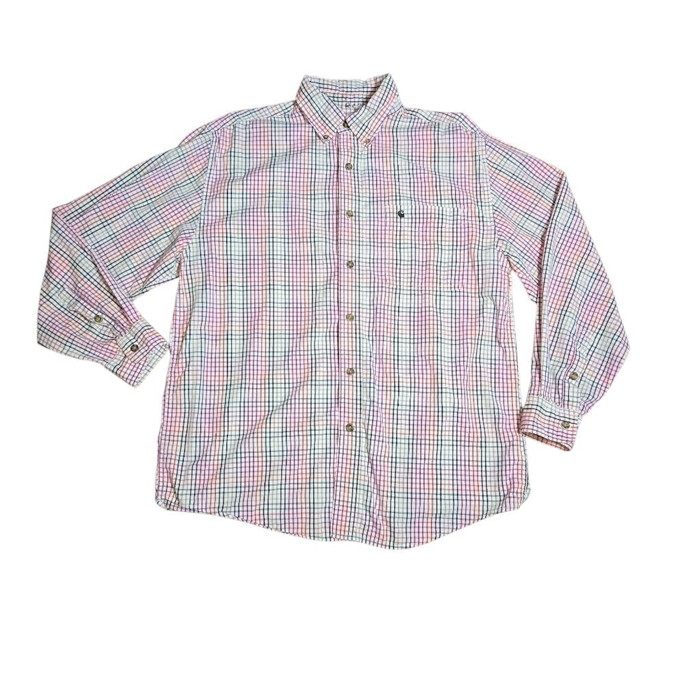 Carhartt S252WHT Multi Plaid Cotton Long Sleeve Button Front Casual Shirt Size L
